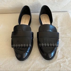 Nine West Black Leather Gancyo Women’s Fringe Loafers